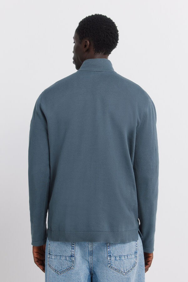 Springfield Camisola b&aacute;sica com fecho de fecho-&eacute;clair azul