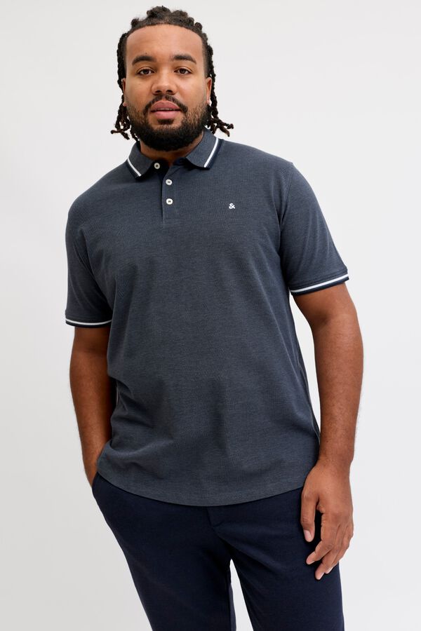Jack & Jones PLUS Polo regular em piqu&eacute; cinzento