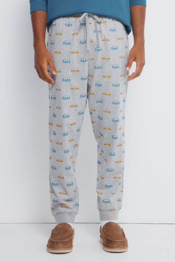 Springfield Pijama comprido longo de manga raglan com calça de carro azul