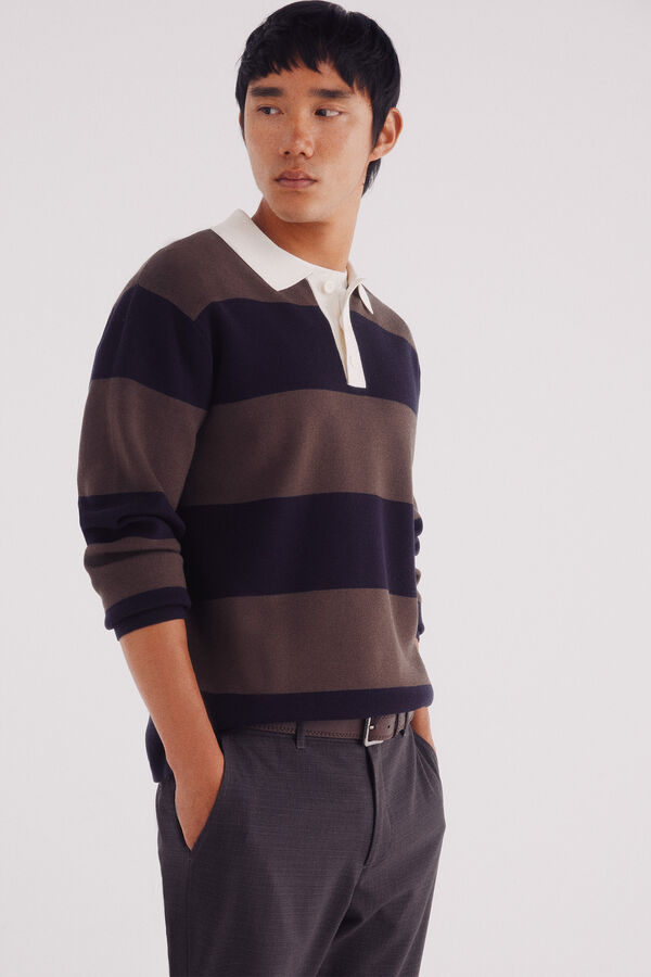 Springfield Jersey polo rayas anchas nude