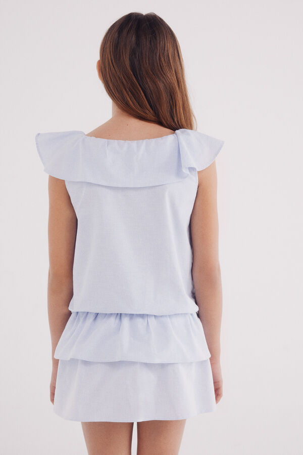 Springfield Kids Blusa às riscas oxford de menina azul