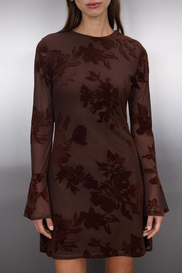 Trendyol Vestido mini com efeito transparente cru