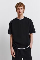 Springfield T-shirt em tecido waffle preto