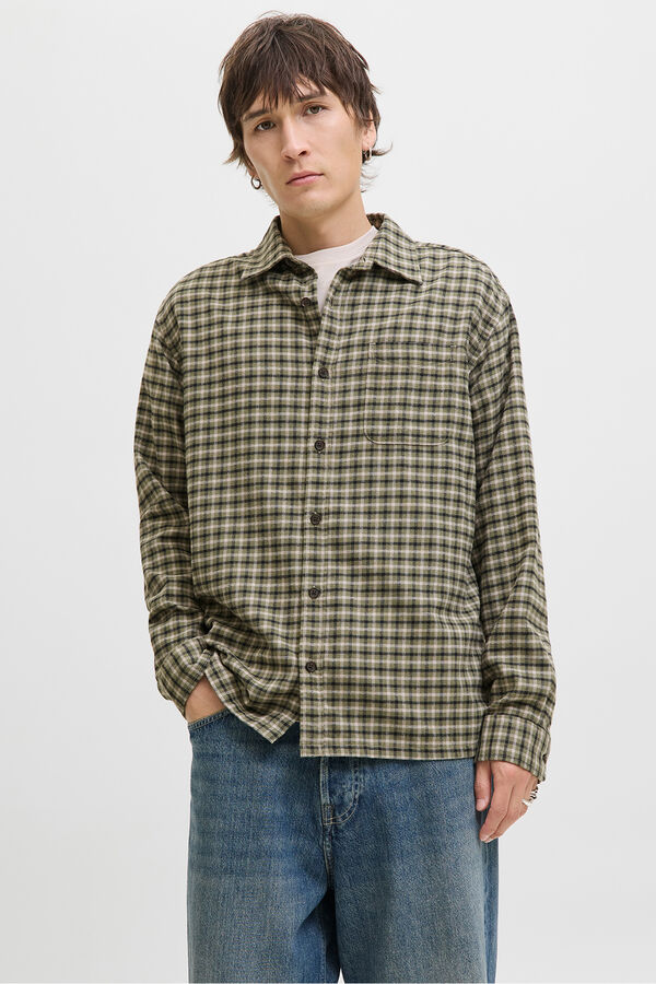 Jack & Jones Camisa xadrez regular fit cru