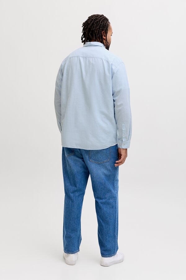 Jack & Jones PLUS Camisa de linho de manga comprida azul