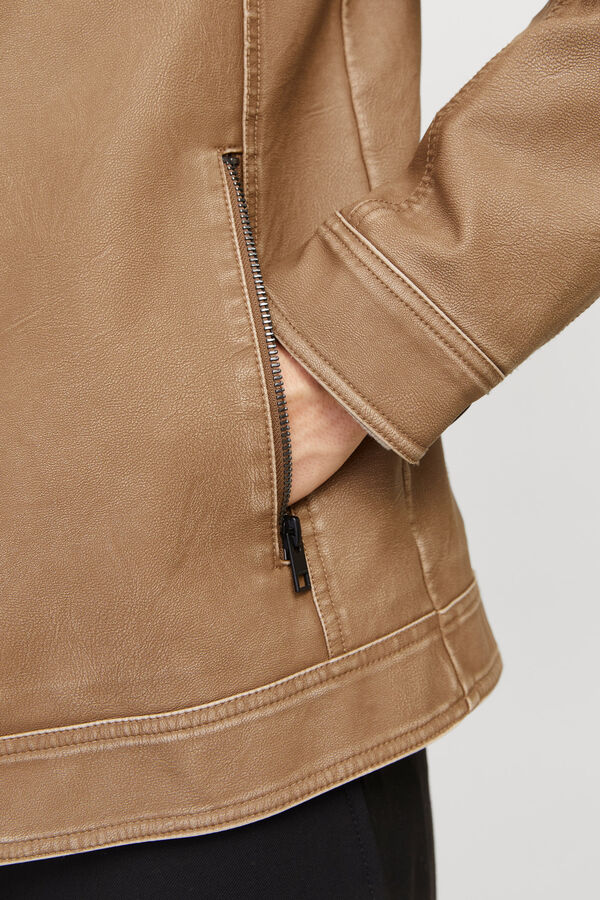 Jack & Jones Cazadora efecto piel beige