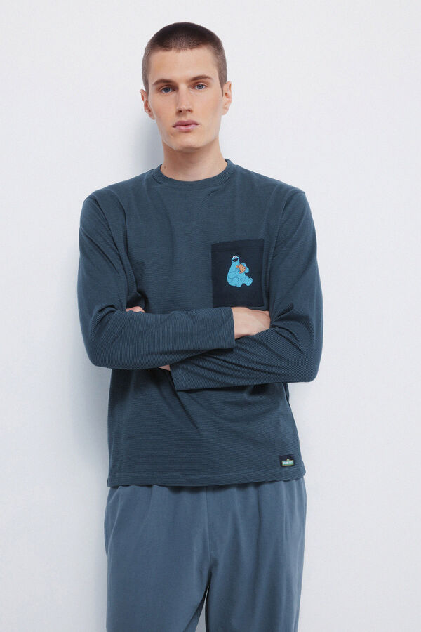Springfield Pijama longo do Cookie Monster azul