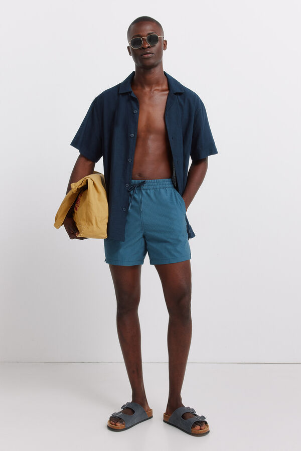 Springfield Fato de banho seersucker &agrave;s riscas azul