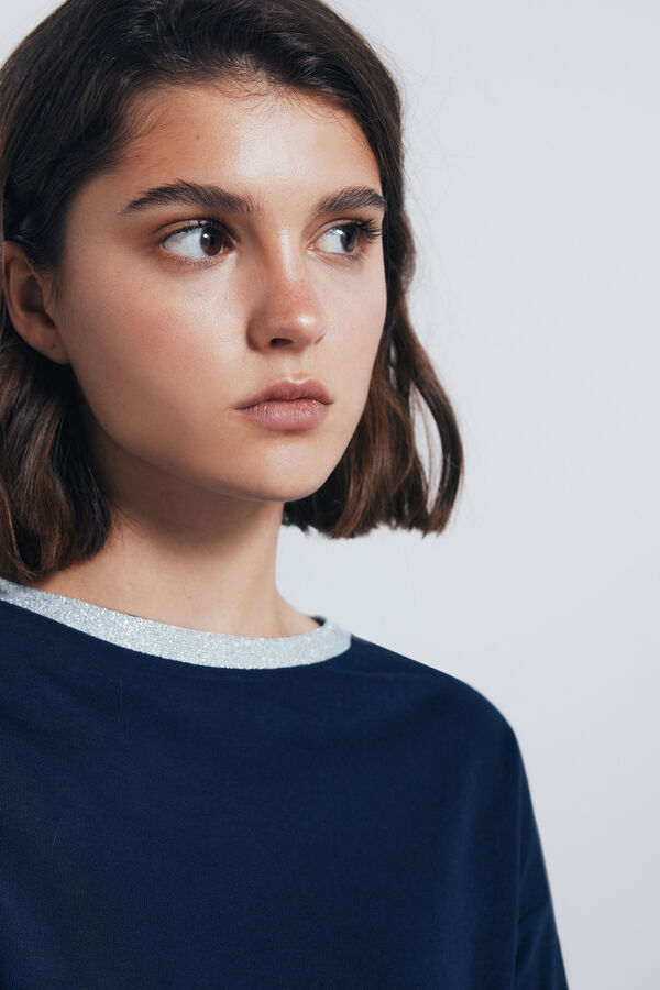 Springfield Camiseta gola lurex azul