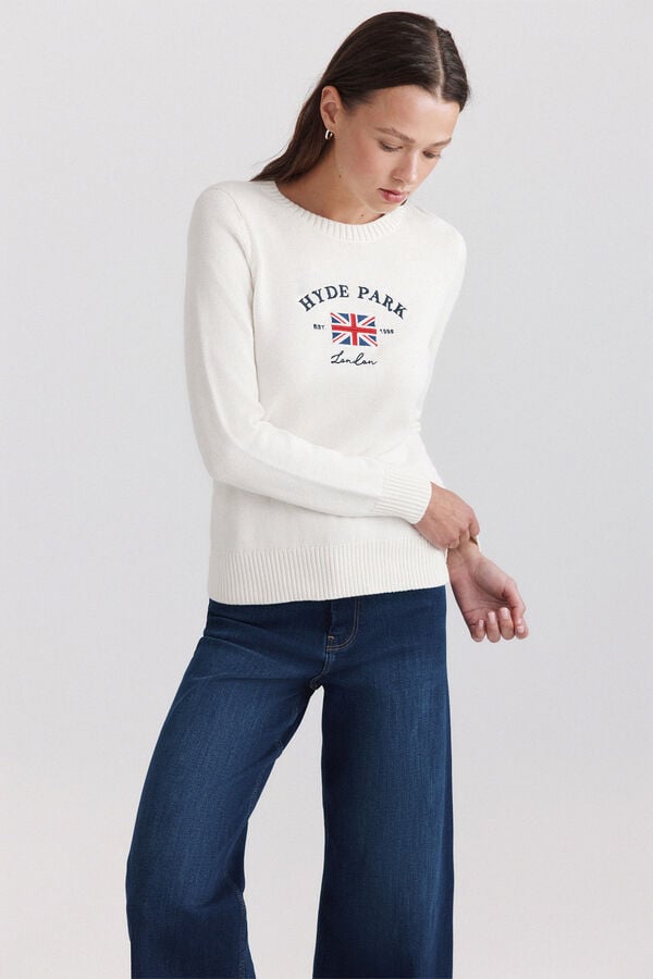 Springfield Camisola de malha bandeira branco