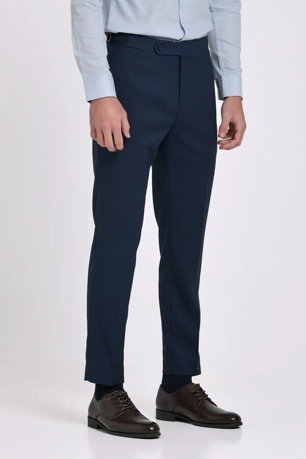 JVZ Cal&ccedil;a de fato com presilhas azul