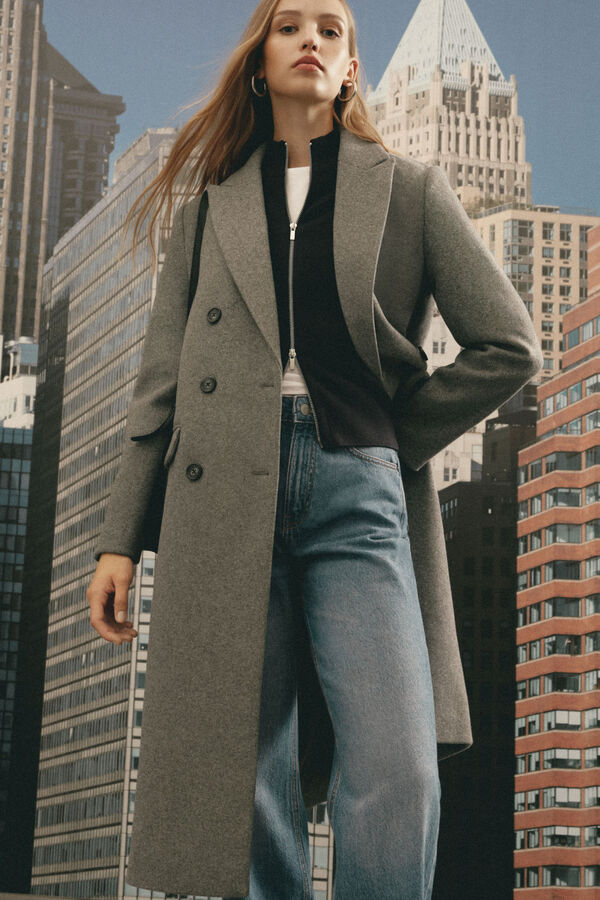 Springfield Sobretudo longo trespassado cinzento