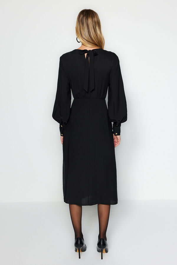 Trendyol Vestido midi com abertura  preto