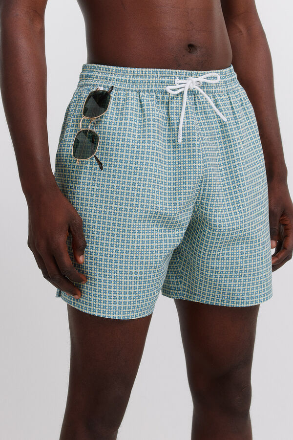 Springfield Fato de banho estampado geom&eacute;trico bolso fecho-&eacute;clair azul