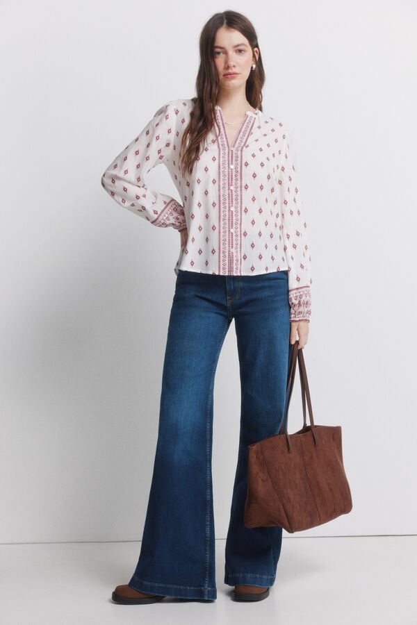 Springfield Camisa manga comprida estampada bege