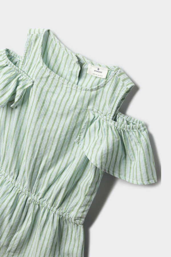 Springfield Kids Jardineiras curtas de riscas para menina cru