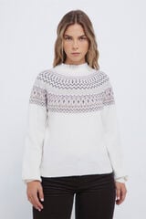 Springfield Camisola com borda jacquard e gola combinada vison