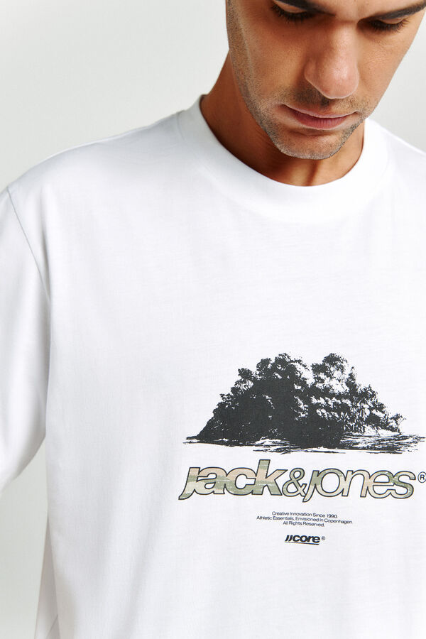 Jack & Jones T-shirt regular fit em algod&atilde;o branco