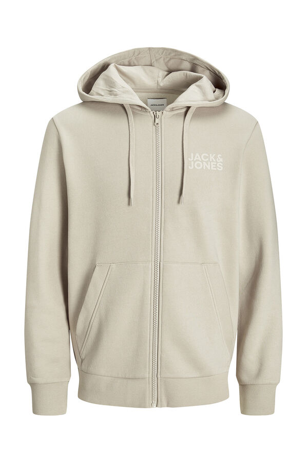 Jack & Jones Sweatshirt b&aacute;sica com fecho-&eacute;clair cinzento