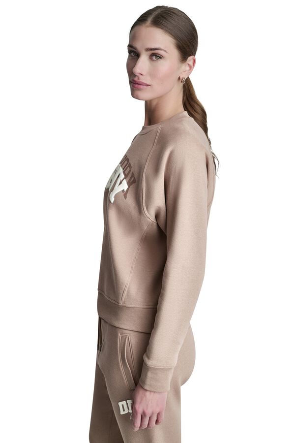 DKNY Sweatshirt gola redonda logo cru
