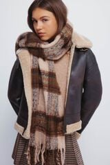 Springfield cachecol xadrez marrom cru