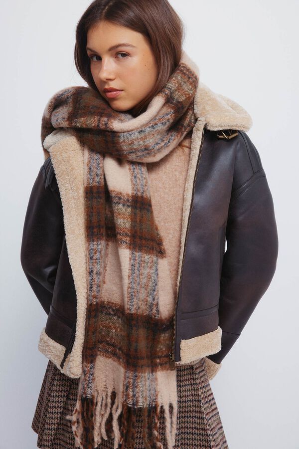 Springfield cachecol xadrez marrom cru