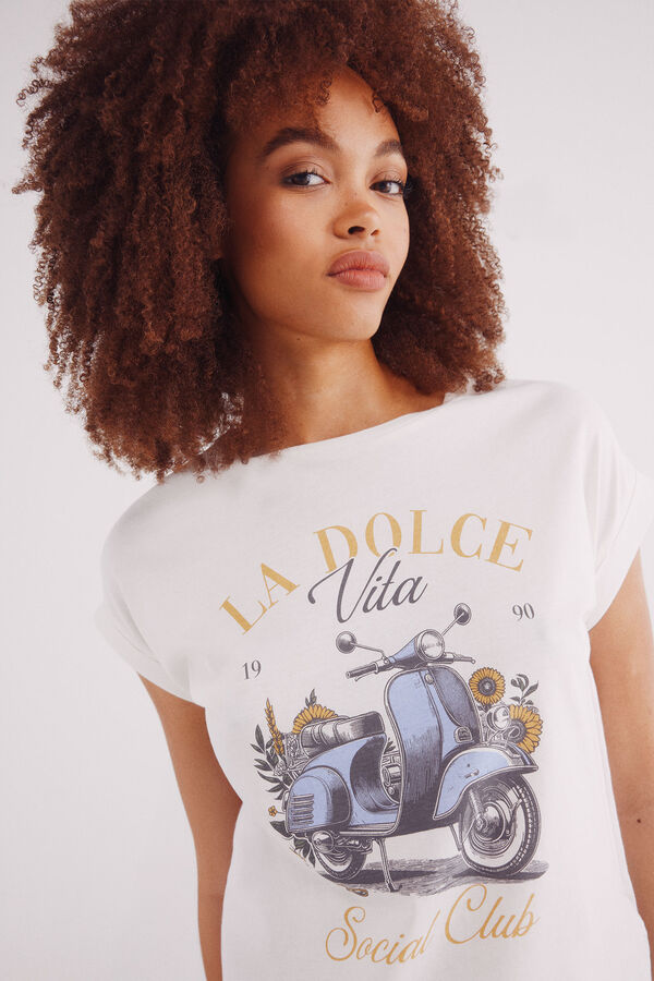 Springfield Camiseta "Amo macarrão baci" branco