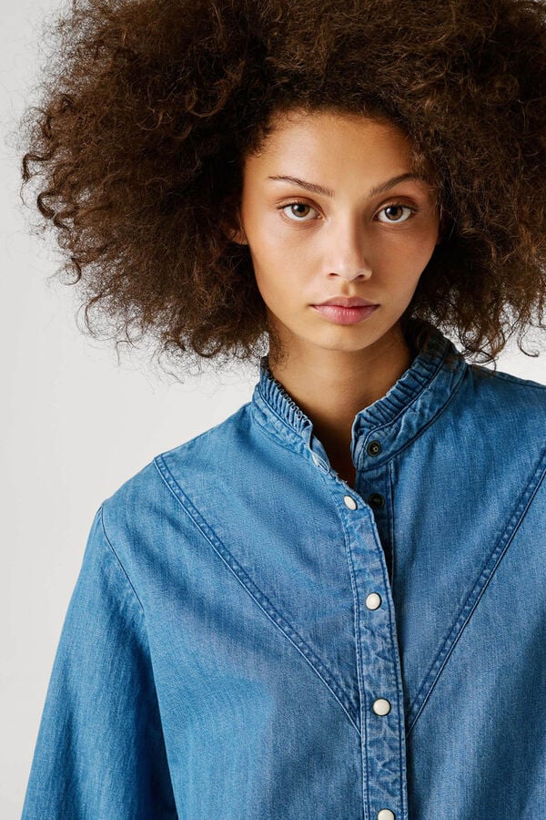 Pepe Jeans Camisa de ganga de manga comprida azul