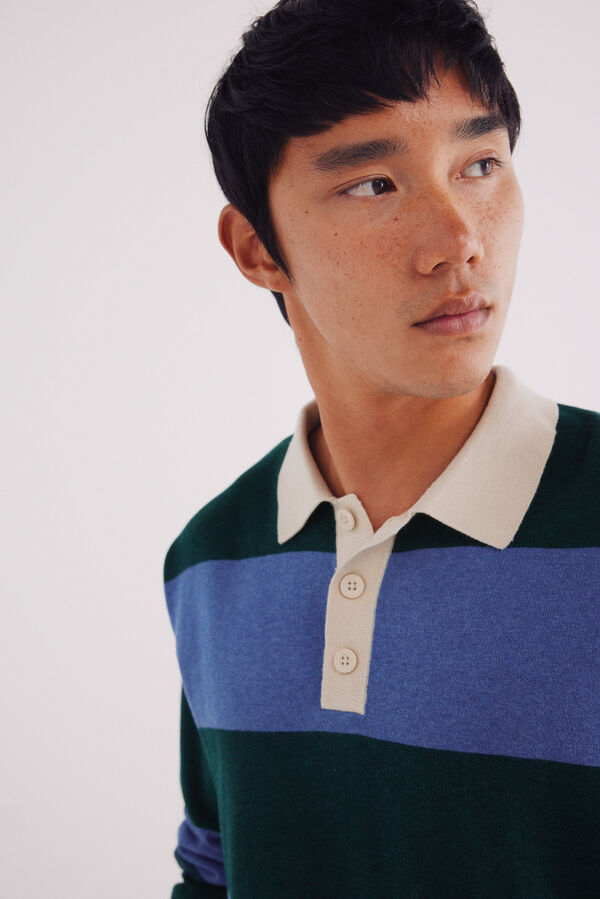 Springfield Suéter polo riscas largo verde