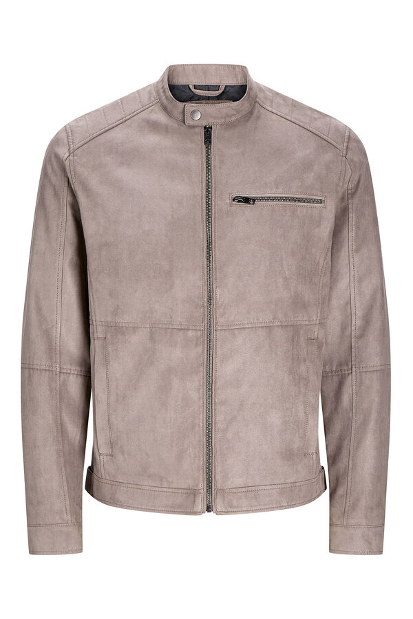 Jack & Jones Jaqueta de motociclista de camur&ccedil;a cinzento