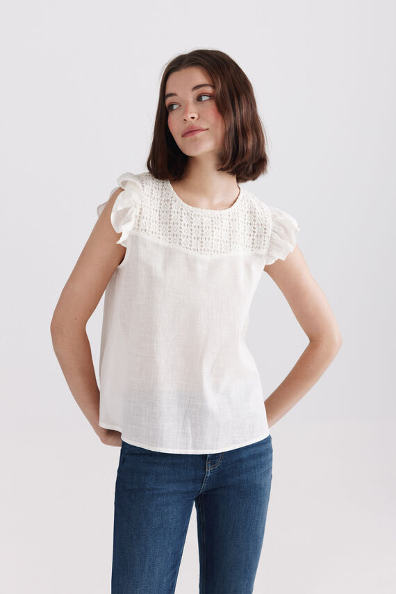 Blusa volantes crochet