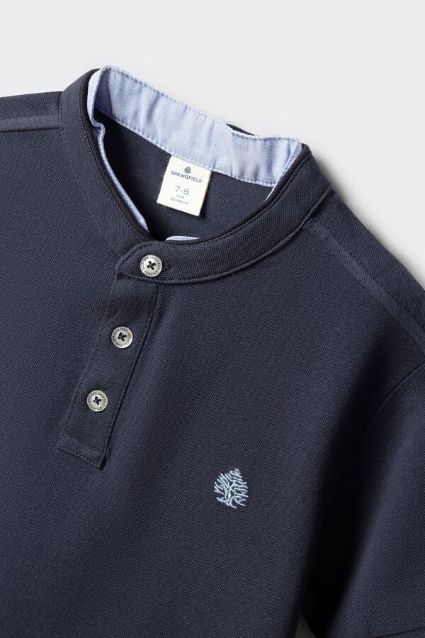 Springfield Kids Polo gola mao em chambray menino azul