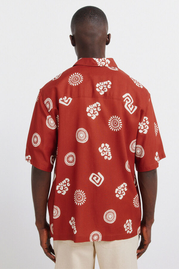 Springfield Camisa de manga curta em viscose estampada vermelho