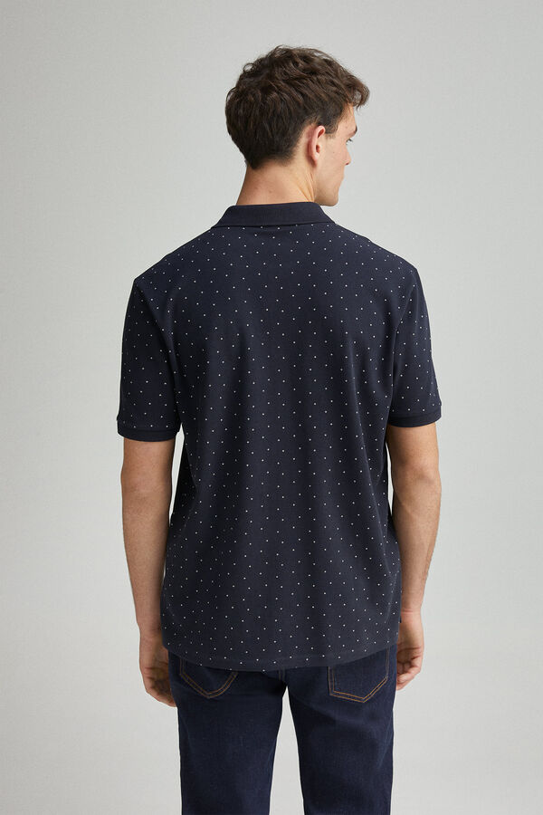 Springfield regular fit all-over print piqué polo blue