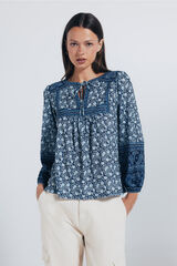 Springfield Blusa boho cenefas azul