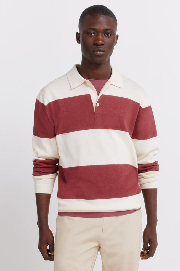 Springfield Polo de riscas color block vermelho