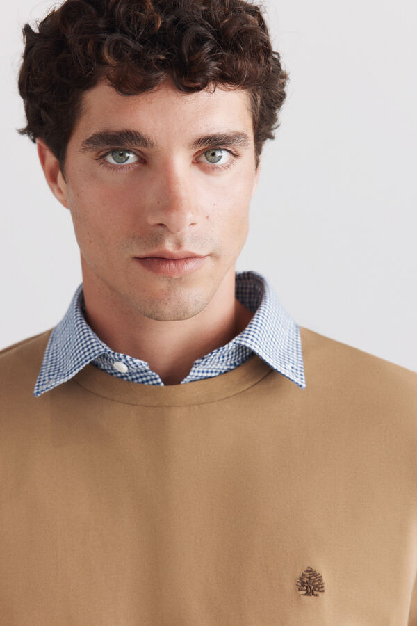 Springfield T-shirt b&aacute;sica com logo Springfield camel