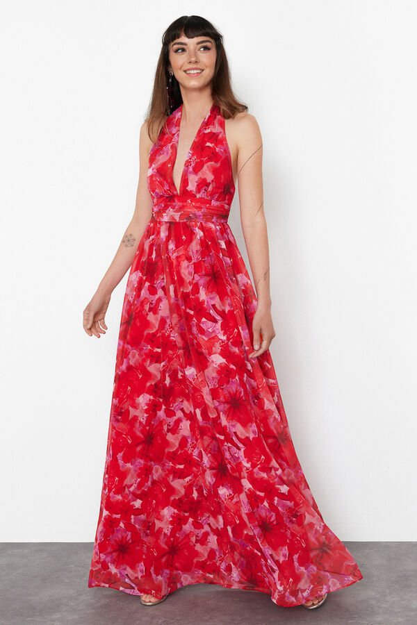 Trendyol Vestido cuello halter blanco