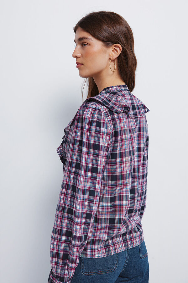 Springfield Blusa xadrez folho azul