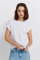 Springfield T-shirt de manga curta com bot&otilde;es branco