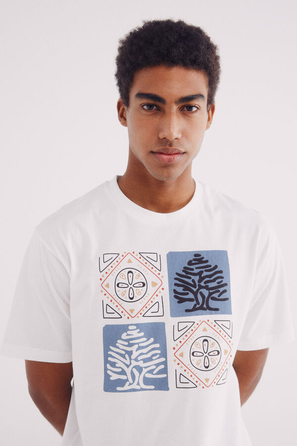 Springfield Camiseta árvore étnica bege