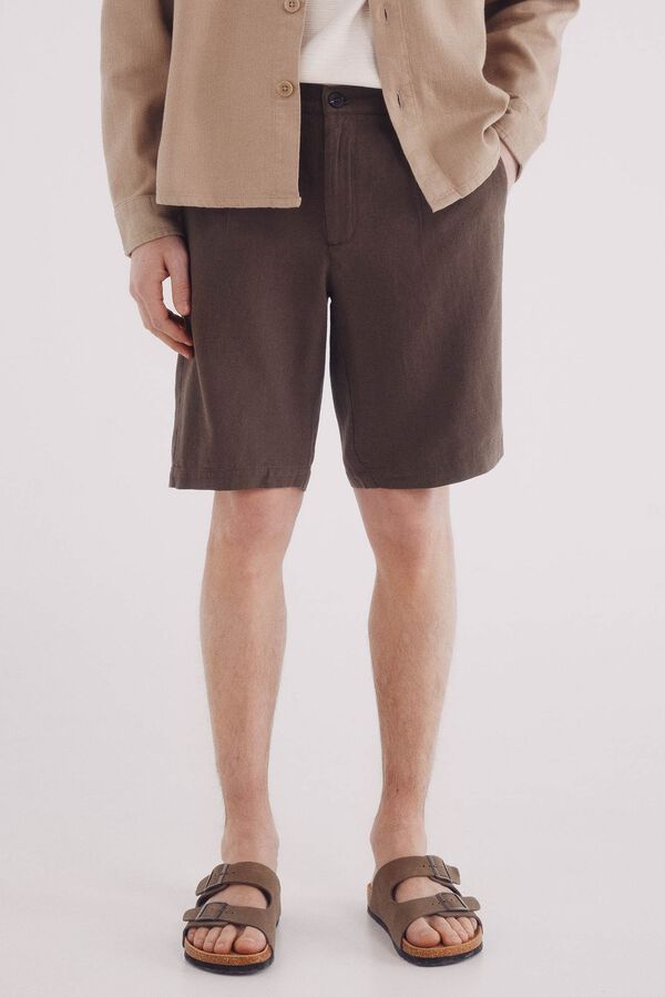 Springfield Bermuda slim fit em linho cru