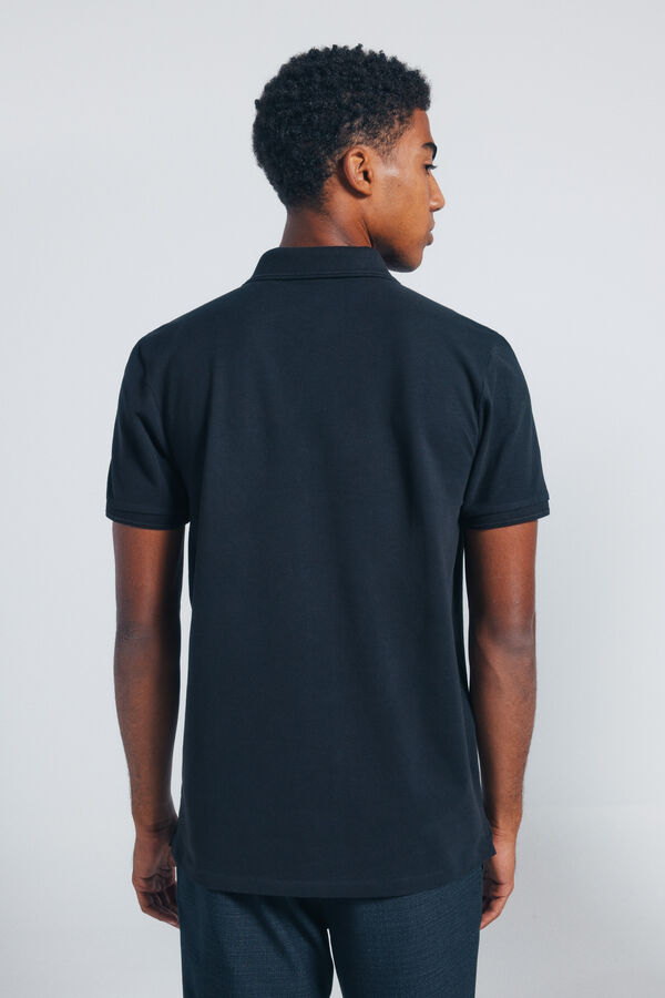 Springfield Slim fit piqué polo shirt black