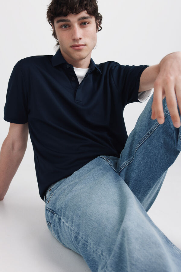 Springfield Polo em tecido t&eacute;cnico slim fit azul