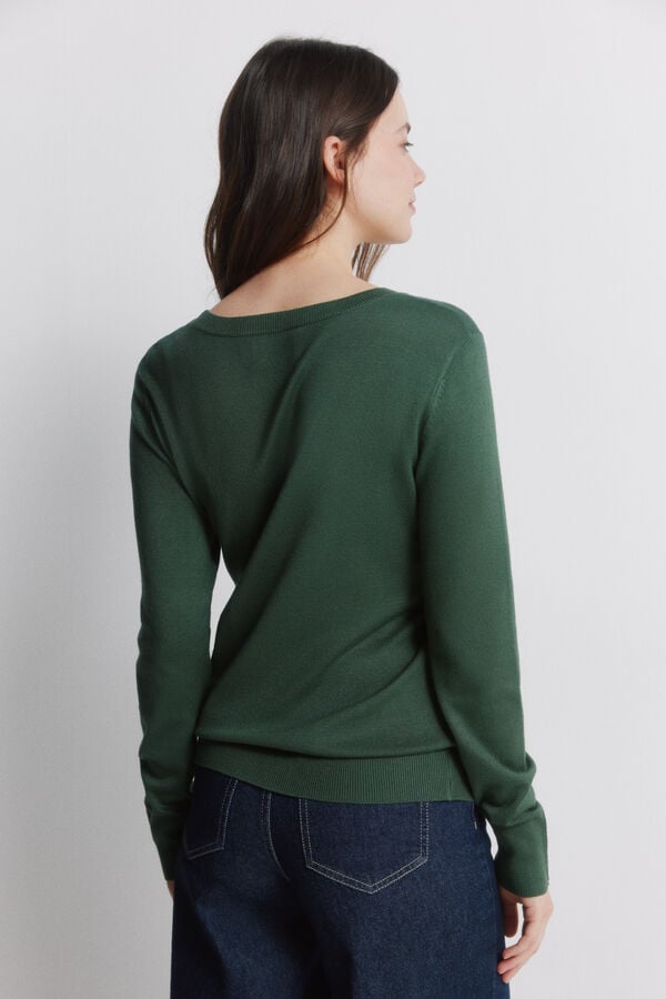 Springfield Camisola fina bot&otilde;es punhos verde