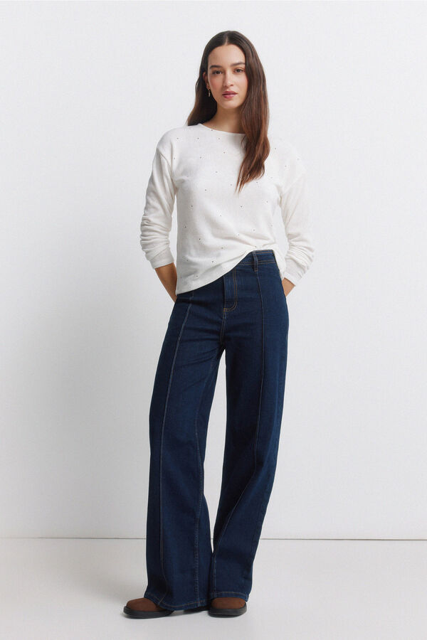 Springfield T-shirt cravejada de chenille bege