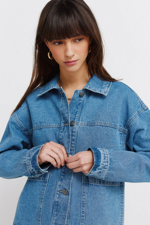 Springfield Chaqueta denim oversized azul