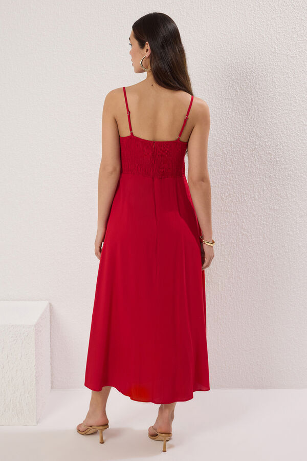 Trendyol Vestido comprido reto de al&ccedil;as vermelho