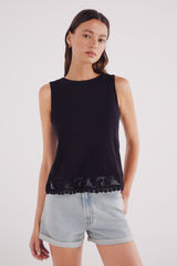 Springfield Camiseta com flores de renda preto