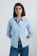 Springfield Camisa de algodão Oxford azul